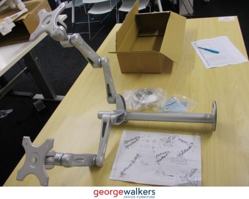 AB006 - Silver Dual Monitor Arm